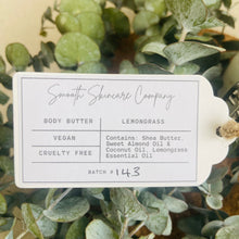 Load image into Gallery viewer, Lemongrass Body Butter ingredients label
